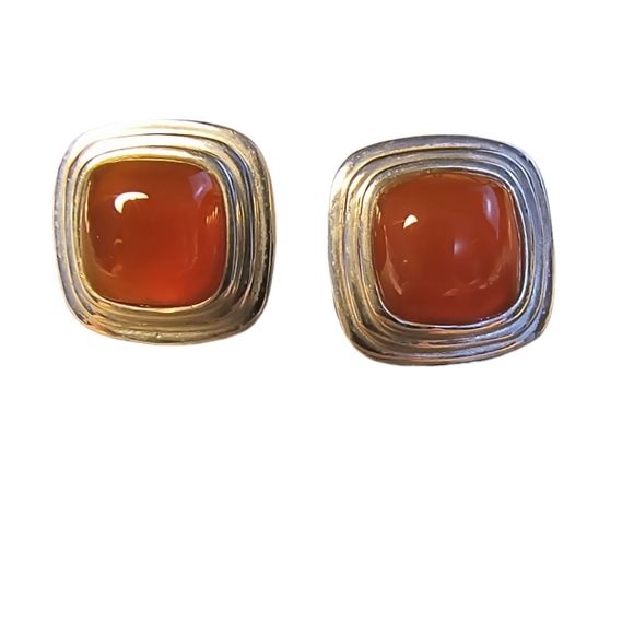 Carnelian & Sterling Silver Post Earrings - Picture 1 of 9